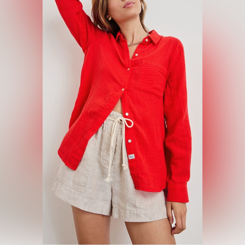 NWOT Rails Ellis Organic Cotton Gauze Button Up Shirt Size S $178